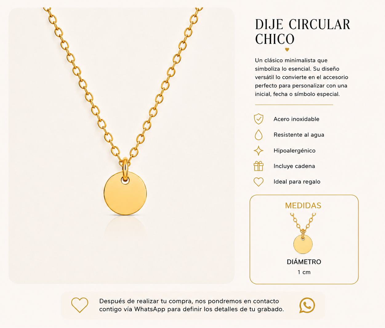 DIJE CIRCULAR CHICO 10 mm